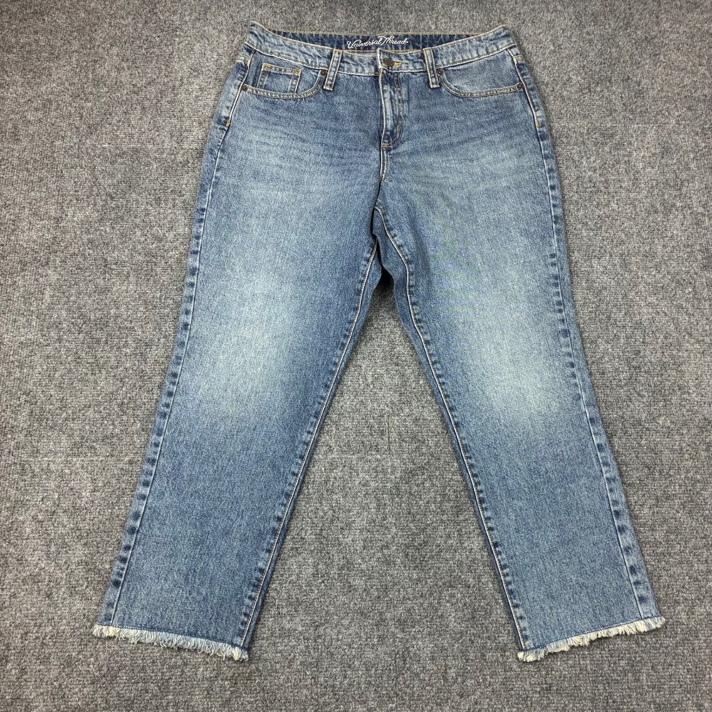 Universal Thread Womens Size 8/29S Distressed Raw Hem Ankle Straight Denim Jeans